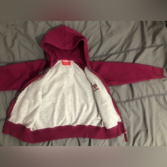 Souvenirs Northern Canada Moose Zip Up Hoodie Maroon Plaid Child Size 8 - Picture 6 of 11
